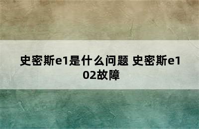 史密斯e1是什么问题 史密斯e1 02故障